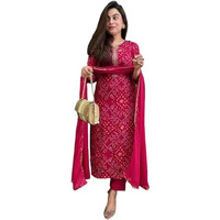 ANNI DESIGNER Women's Rayon Blend Straight Printed Kurta with Pant & Dupatta (TURAE RANI-VKS01_M_Pink_Medium)