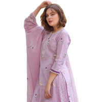 ANNI DESIGNER Women's Rayon Blend Hand Block Printed Straight Kurta with Pant & Dupatta (RAGSRI-Purple-NW_S_Purple_Small)