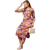 ANNI DESIGNER Women's Cotton Blend Straight Printed Kurta with Pant (Samlok Begani_XL_Begani_X-Large)