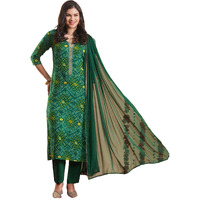 ANNI DESIGNER Women's Rayon Blend Straight Bandhej Printed Kurta with Pant & Dupatta (TURAE GREEN-VKS04_XL_Green_X-Large)