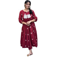 ANNI DESIGNER Women's Rayon Blend Anarkali Printed Kurta with Pant (ANVESHI MAROON-VKS01_S_Maroon_Small)