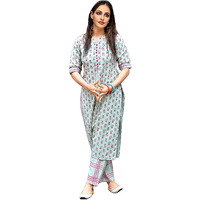 ANNI DESIGNER Women's Cotton Straight Kurta with Palazzo (KUR111_XXL_Red_XX-Large)
