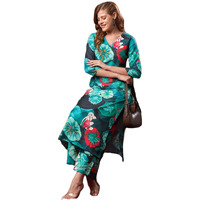 ANNI DESIGNER Women's Cotton Blend Straight Printed Kurta with Palazzo (Reena Green_S_Green_Small)