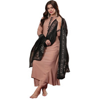 ANNI DESIGNER Women's Cotton Blend Straight Solid Kurta with Pant & Dupatta (PRABITA Beige_XL_Beige_X-Large)
