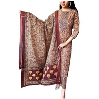 ANNI DESIGNER Women's Rayon Blend Straight Printed Kurta with Pant & Dupatta (Maslona Maroon_XL_Maroon_X-Large)