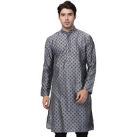 VASTRAMAY Men's Grey Cotton Silk Blend Kurta_VASMK071GY_44