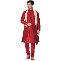 VASTRAMAY Mens Cotton Silk Regular (Maroon_VASMKMA001nPMAnD_36)