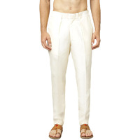 VASTRAMAY Men's Cream Viscose Pant Style Pyjama | Viscose Pant Style Pyjama For Men