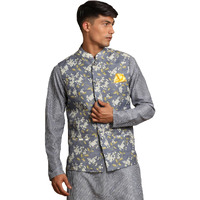VASTRAMAY Men's Grey Nehru Jacket
