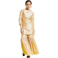 VASTRAMAY YUVA Girls' Beige and Rose Gold Kurta and Sharara Set_VYUVGK001GOnRG_36