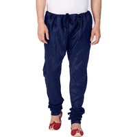 VASTRAMAY Men Cotton Silk Churidar Pyjama (Navy Blue_VASMPNB_36)