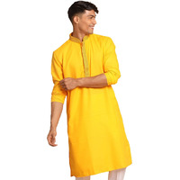 VASTRAMAY Men's Yellow Cotton Blend Kurta-VASMK156YW_40