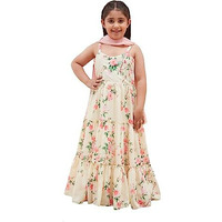 VASTRAMAY Girls' Yellow Anarkali And Dupatta Set_VASGAK001YWnD_28