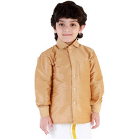 JBN Creation Boys' Rose Gold Silk Blend Ethnic Shirt | Effortless Style for Everyday Comfort | Modern Designs, Quality Fabrics, and Contemporary Fit for a Relaxed and Trendy