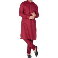 VASTRAMAY Men Cotton Kurta and Pyjama Set (Maroon_VASMKPMA014_42)