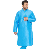 VASTRAMAY Plus Men's Aqua Blue Silk Blend Kurta (VPLUSMK001AQ_48)