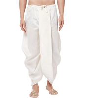 VASTRAMAY Men's Cream Silk Blend Readymade Traditional Dhoti - Perfect for Weddings, Festivals, and Special Occasions