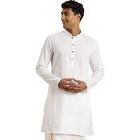 VASTRAMAY Men's Cotton White Kurta - Timeless Elegance for Festivals & Events | Classic Design, Premium Comfort, and Versatile Style | Ethnic Attire for Cultural Celebrations And Independence Day