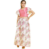 VASTRAMAY YUVA Girls' Multicolor-Base-Pink Printed Lehenga Set_VYUVGLC049_36L