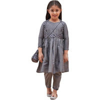 VASTRAMAY Girls' Grey Kurta And Pant Set_VASGKP006GY_24