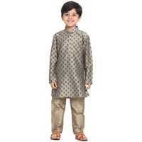 JBN Creation Boys' Chiku Cotton Blend Kurta Pyjama Set (VASBK071CHnPVCH_Age-11-12 Years_Chiku)