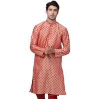 VASTRAMAY Men's Pink Cotton Silk Blend Kurta_VASMK071PN_46