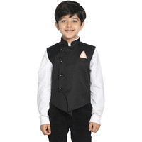 VASTRAMAY JBN Creation Boys' Black Cotton Blend Nehru Jacket_VASBJ054BL_34