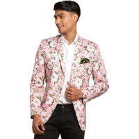 VASTRAMAY Men's Pink Printed Satin Twill Blazer_VASMCT007PN_38