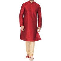VASTRAMAY VM Mens Silk Blend Maroon Kurta Pyjama Set - Classic Ethnic Attire for Timeless Style and Cultural Celebrations_VASMKMA001nPGO_42