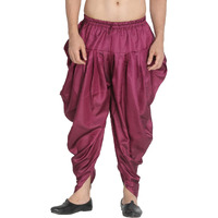 VASTRAMAY Men's Purple Cotton Satin Blend Dhoti (VASMCD005PU_Size-Free_Purple)