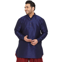 VASTRAMAY Plus Men's Navy Blue Silk Blend Kurta (VPLUSMUK001NB_54)