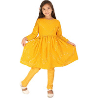 VASTRAMAY Girls' Yellow Kurta And Churidar_VASGK133YWnVCYW_34