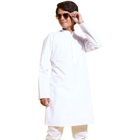 VASTRAMAY YUVA Boys' White Pure Cotton Kurta Pyjama Set ||Elegant For Holi & EID Celebration_VYUVBKWH000nPWH_36XL