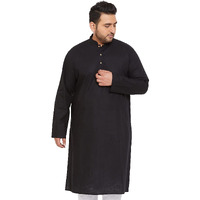 VASTRAMAY Plus Men's Black Cotton Blend Kurta (VPLUSMK007BL_48)