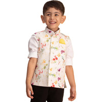 VASTRAMAY Boys' Multi Color Cream Base Nehru Jacket_VASBJ089CR_26