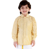 JBN Creation Boys' Gold Silk Blend Ethnic Shirt | Effortless Style for Everyday Comfort | Modern Designs, Quality Fabrics, and Contemporary Fit for a Relaxed and Trendy