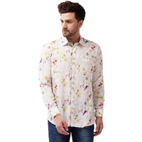 VASTRAMAY Men's Multicolor-Base-Cream Muslin Blend Ethnic Shirt_VASMSH089CR_40