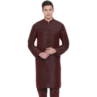 VASTRAMAY Men's Burgandy Silk Blend Only Kurta_VASMK001WN_46