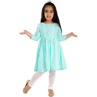 VASTRAMAY Girls' Chikankari Cotton Kurta And Leggings Set_VASGK094GNnGL01WH_24