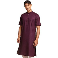 VASTRAMAY Men's Purple Cotton Linen Kurta-VASMK140PU_40