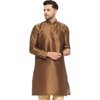 VASTRAMAY Men's Cotton Silk Blend Kurta-New Brown