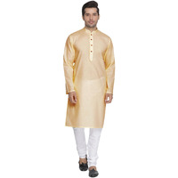 VASTRAMAY Men's Beige Cotton Linen Blend Kurta Pyjama Set_VASMK007BGnPLBCR_46