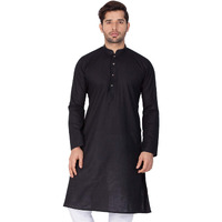 VASTRAMAY Men's Cotton Linen Kurta, Solid Design, Comfortable Fit for Casual, Ideal for Weddings, Parties, and Celebrations