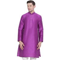 VASTRAMAY Men's Cotton Silk Blend Kurta-New Purple