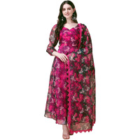 Wedani Women Floral Printed Kurta and Pant Set with Dupatta Pink