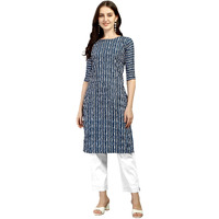 Wedani Women Crepe Printed Kurti (KRT482) (Small, Blue)