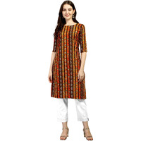 Wedani Women Crepe Printed Kurti (KRT483) (Medium, Yellow)