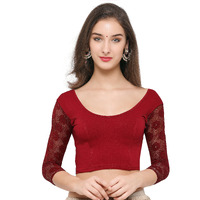 Yashika Women's Full Sleeve Strechable Cotton Blouse(SB-1 Maroon_Free Size)