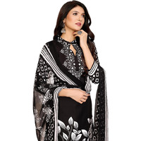 Yashika Women's Printed Dress Material - Unstitched Crepe Fabric Kurti, Pants & Dupatta Set (AZ-YS-P4-PRISHA BLACK)
