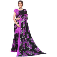Yashika Women's Jacquard Georgette Saree (Floral Violet_W_Purple)